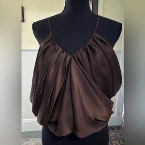 Zara Brown Draped Top